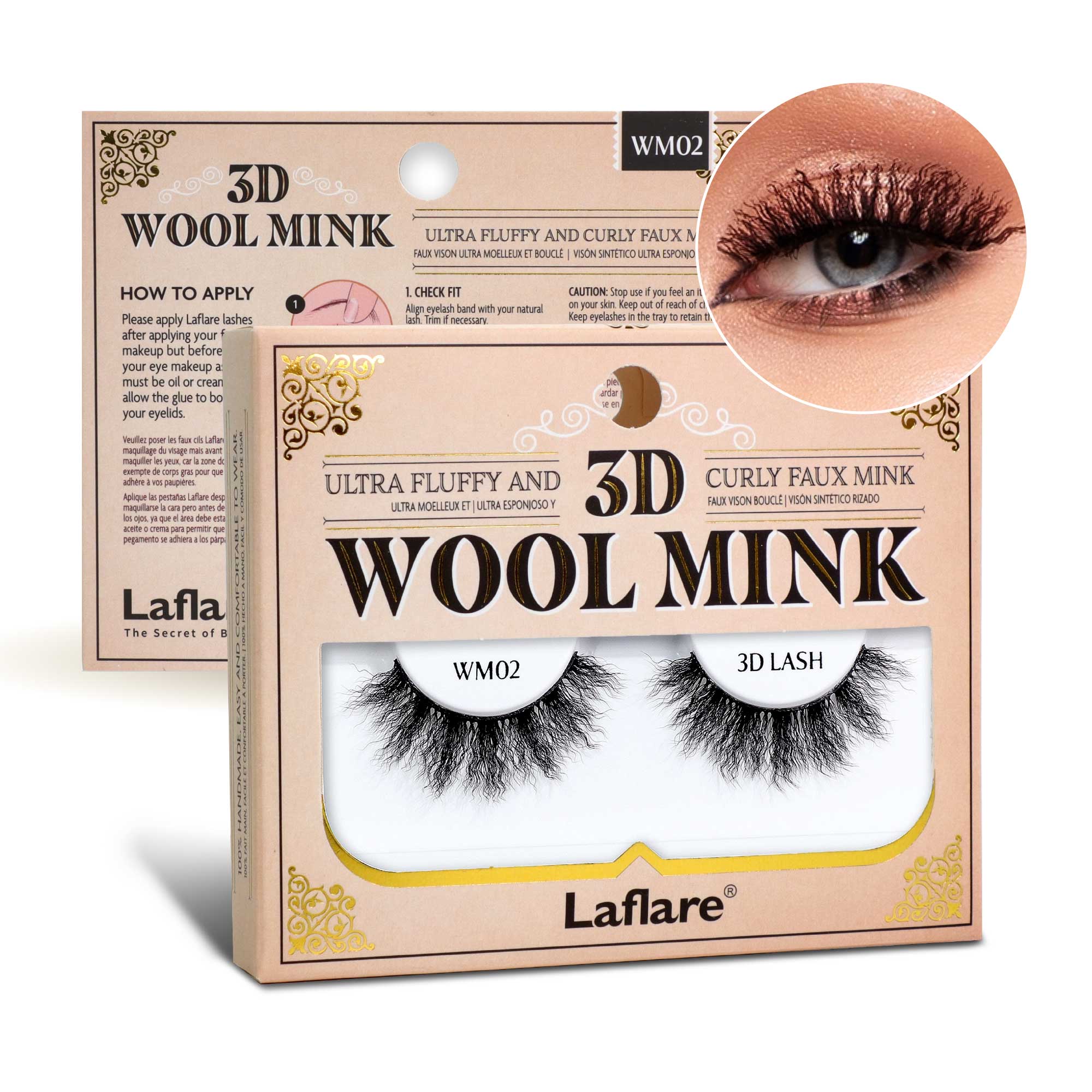 Laflare - Vente Faux cils - Cils 3D en fausse fourrure de vison bouclée en laine5