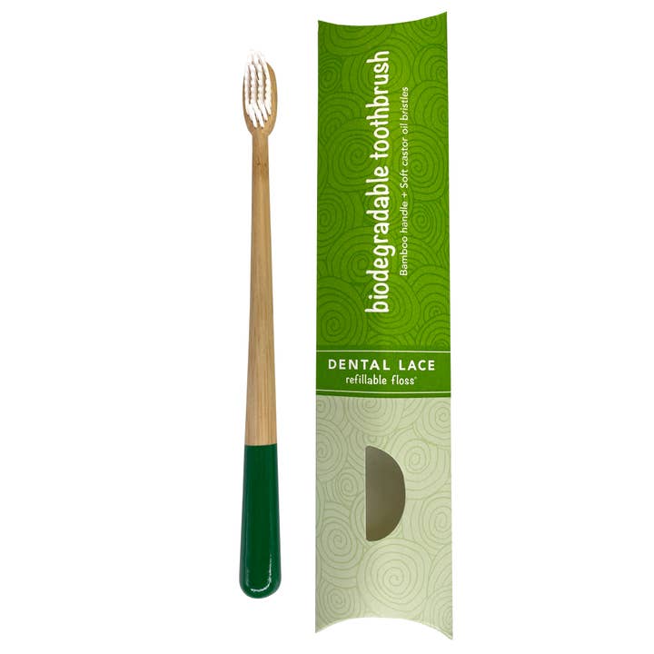 Brosse à dents dentaire en bambou pour la vente par Dental Lace Refillable Floss
