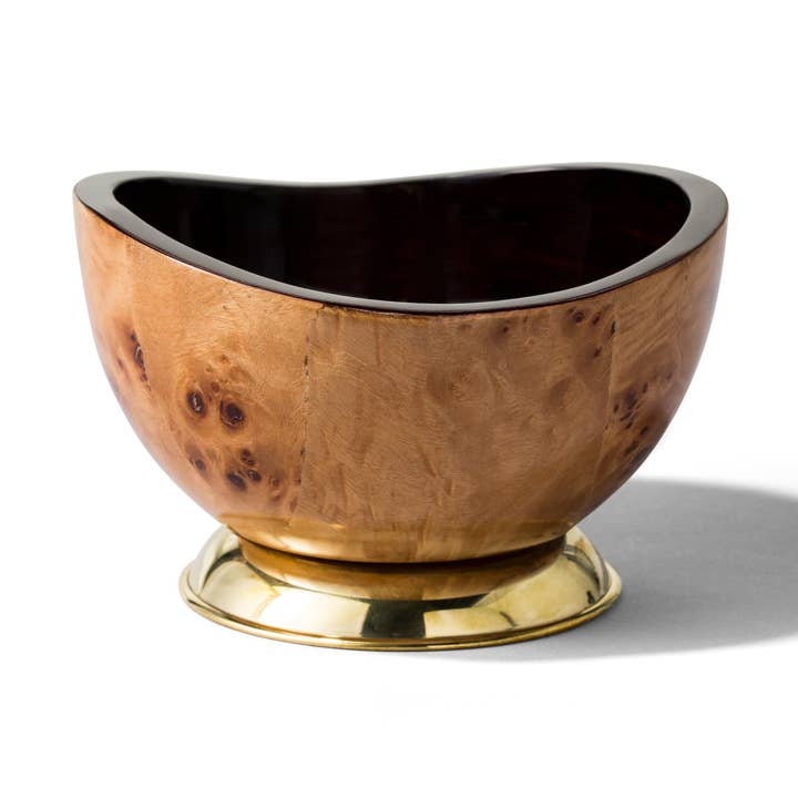 Burl Veneer with BRASS Base Accent Bowl for wholesale by LADORADA