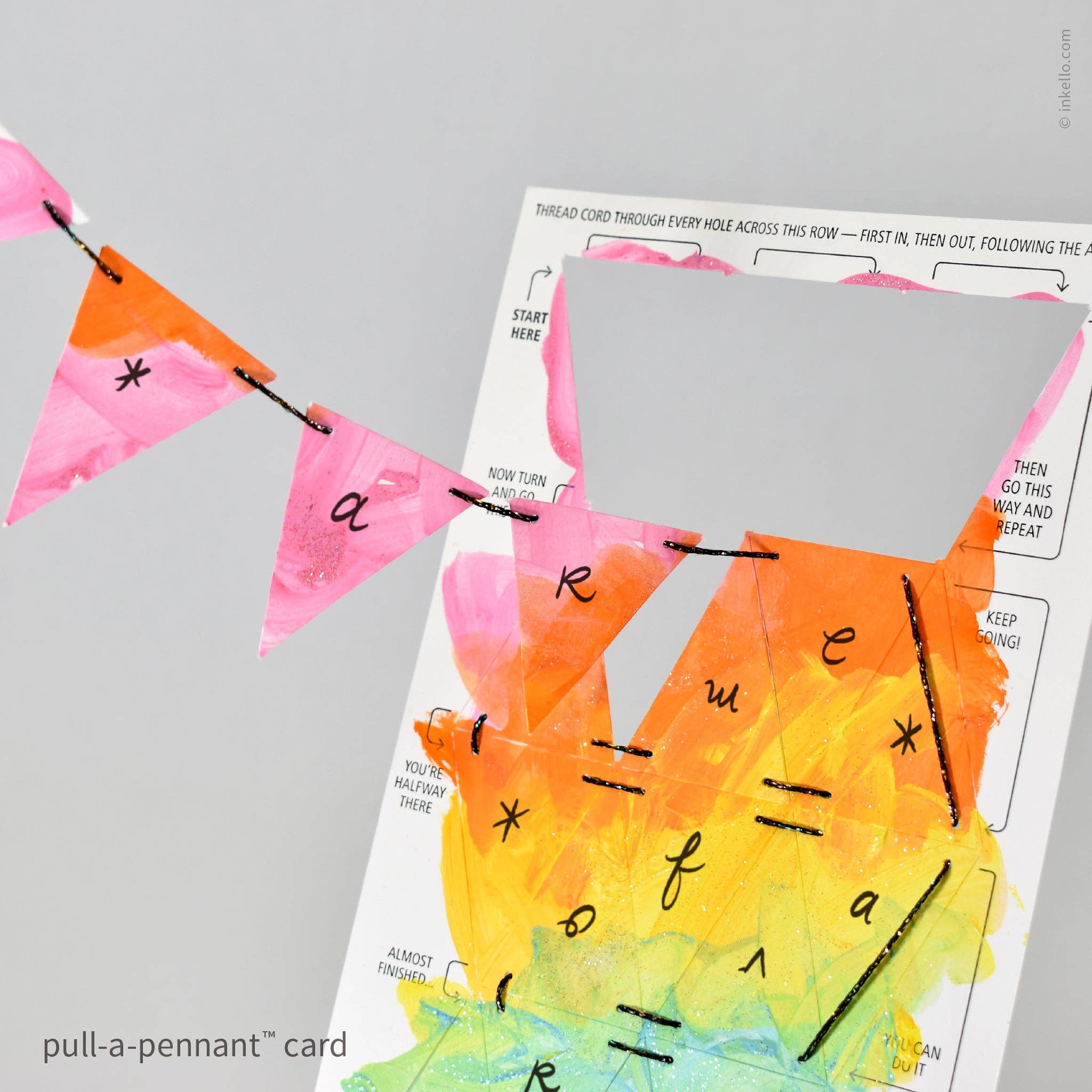 Inkello Letterpress - Vente Carte de vœux classique - Carte de vœux DIY Blank Pull-A-Pennant™ (#524)2