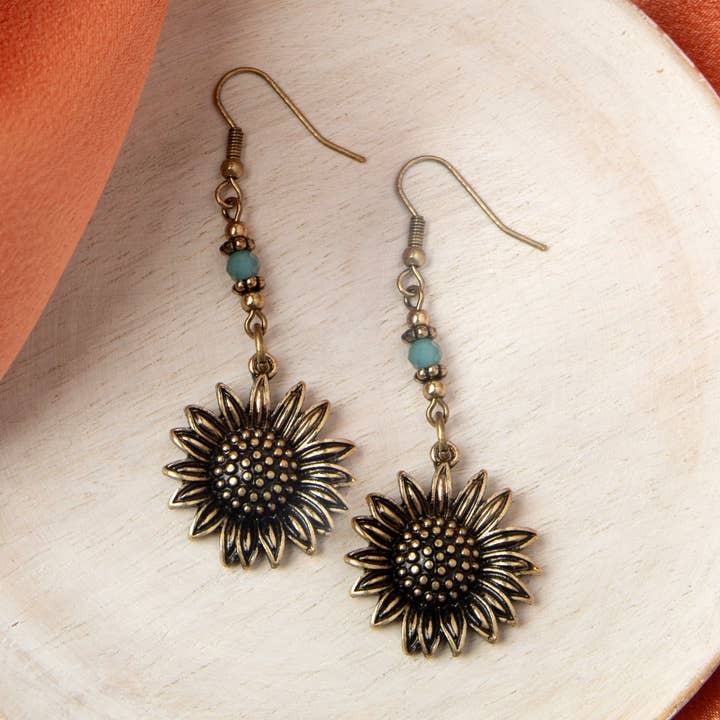 Howard's - Wholesale Dangle Earrings - Wild Spirit Sunflower Western Drop Earrings0