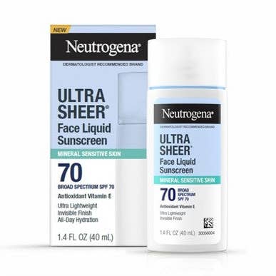 Neutrogena Ultra Sheer Mineral Face Liquid Sunscreen SPF 70 1.4 fl oz - Imperfect Box for wholesale by This is Beauty