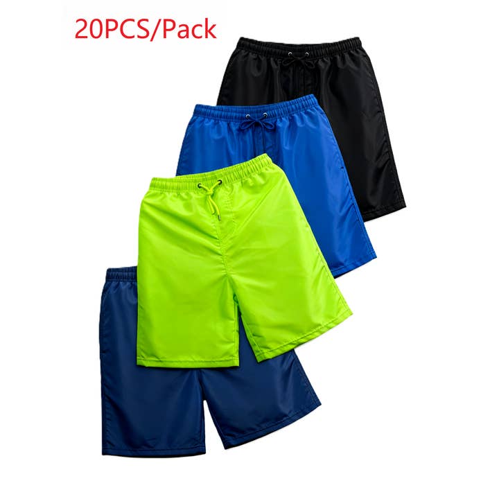 Texlina Men’s Skin Solid Color Beach Shorts – Knee Length 20 for wholesale by TEXLINA