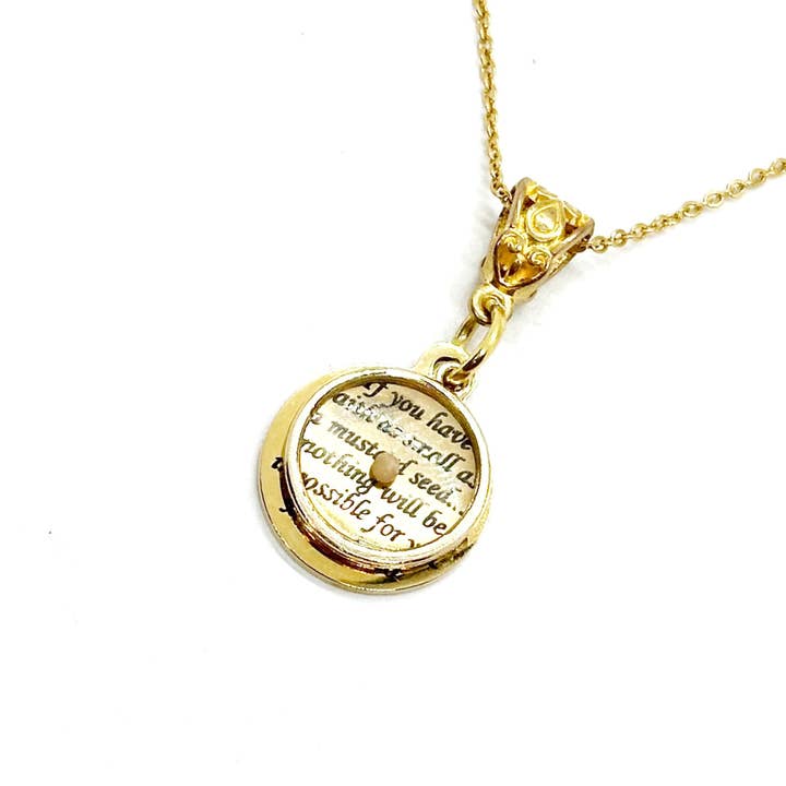 Mustard Seed Pendant Necklace, Mustard Seed Scripture Pendant, Matthew 17 20, Christian Necklace, Faith Necklace, Mustard Seed Faith Gift for wholesale by JKCE Designs