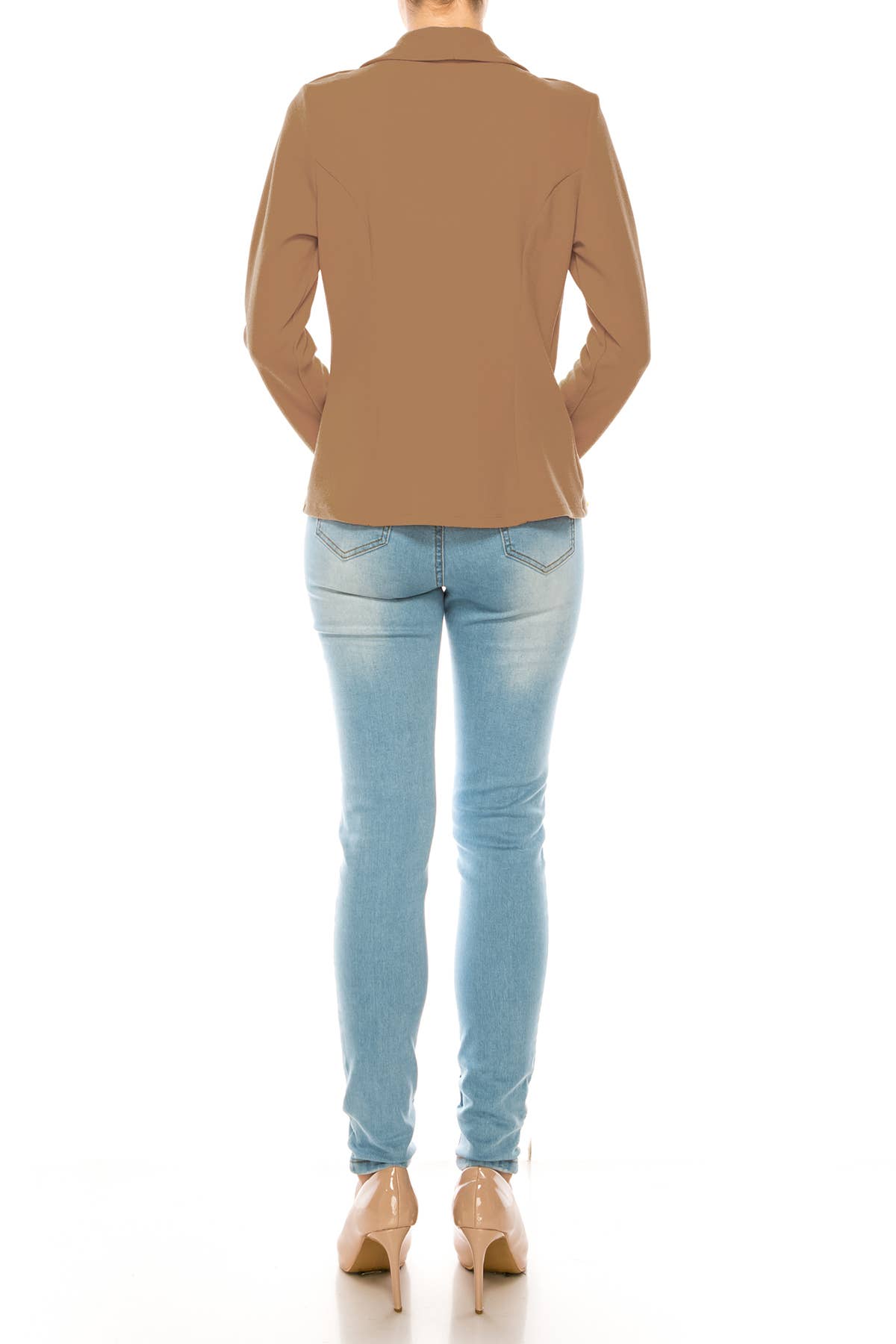 MOA COLLECTION - Wholesale Blazer - Women's - Women’s Solid Open Front Fitted Blazer Jacket – Waist Length22