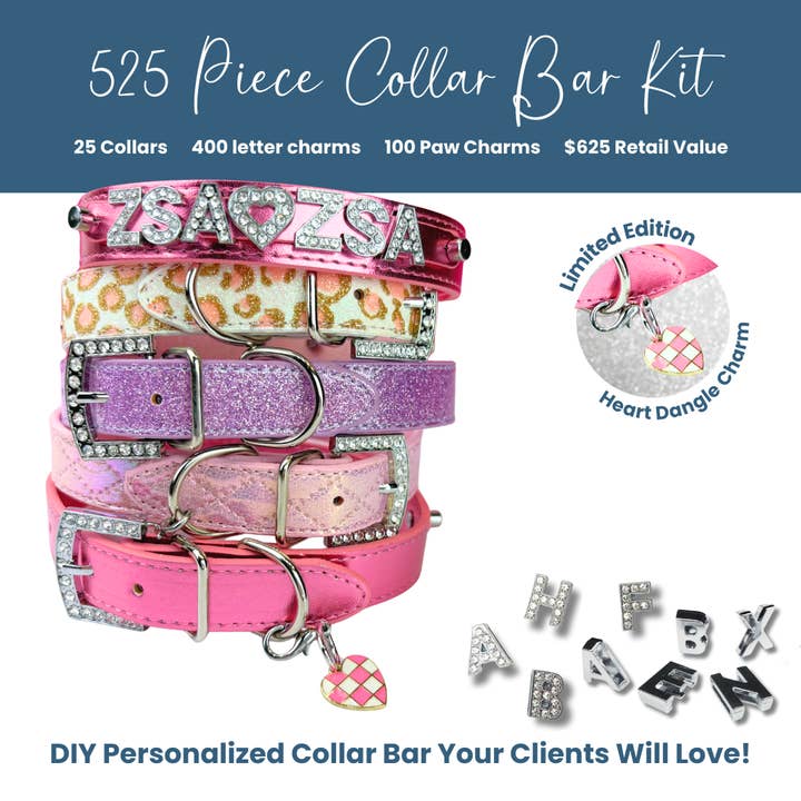 DIY Personalizable Pink Vday Collar Bar-525 Pieces-$625 MSRP for wholesale by House of FurBaby