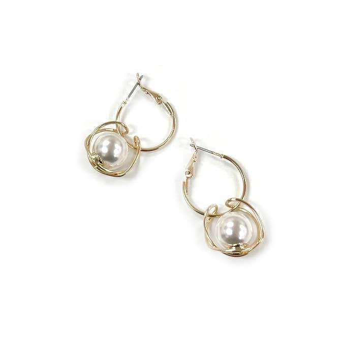 StarryNYC - Wholesale Hoop Earrings - Pearl Ball Beads Wired Dangle Ring Clip Hoop Earrings3