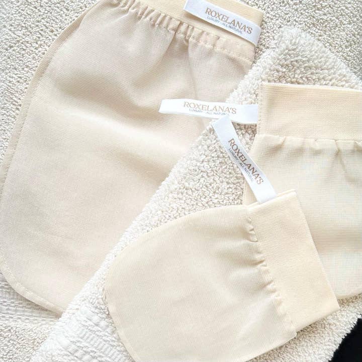 Roxelana's Exfoliation Face & Body Glove Set for wholesale by Roxelana's