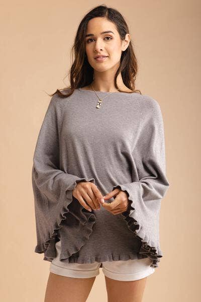 SAACHI - Wholesale Poncho - Women's - Talia Ruffled Hem Poncho Sweater12
