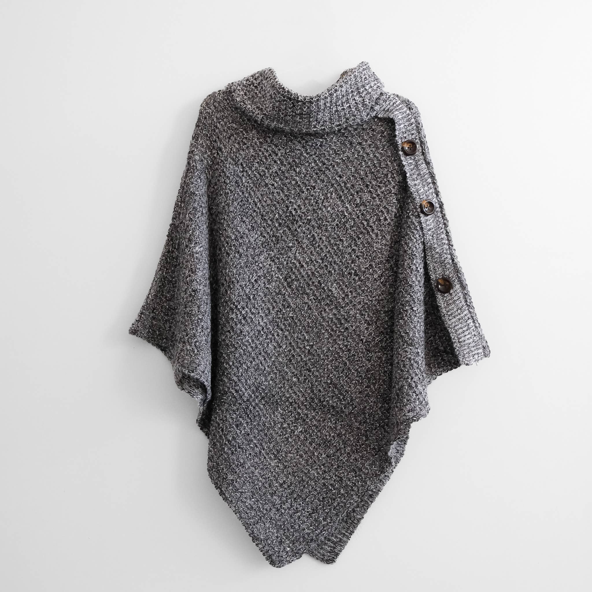 Karma Nepal Crafts - Wholesale Poncho - Women's - Hand Knit Turtle Neck Two Way Fall/Winter Poncho7