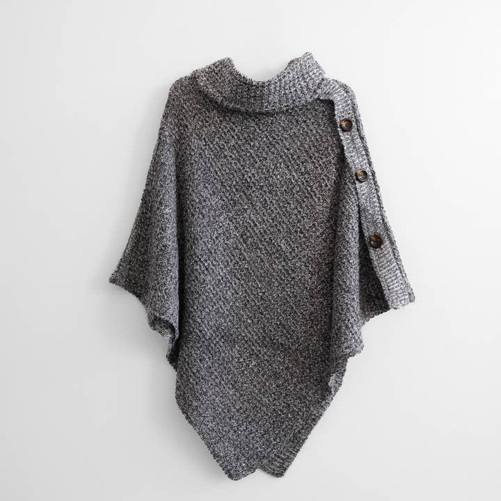 Karma Nepal Crafts - Wholesale Poncho - Women's - Hand Knit Turtle Neck Two Way Fall/Winter Poncho7