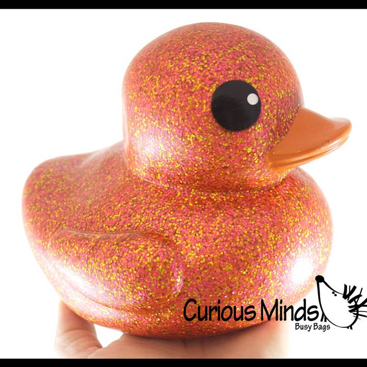 Curious Minds Toys - Wholesale Bath Toy - Baby - 1 Jumbo Glitter Rubber Ducks - Rubber Ducky Duckies - Cute N