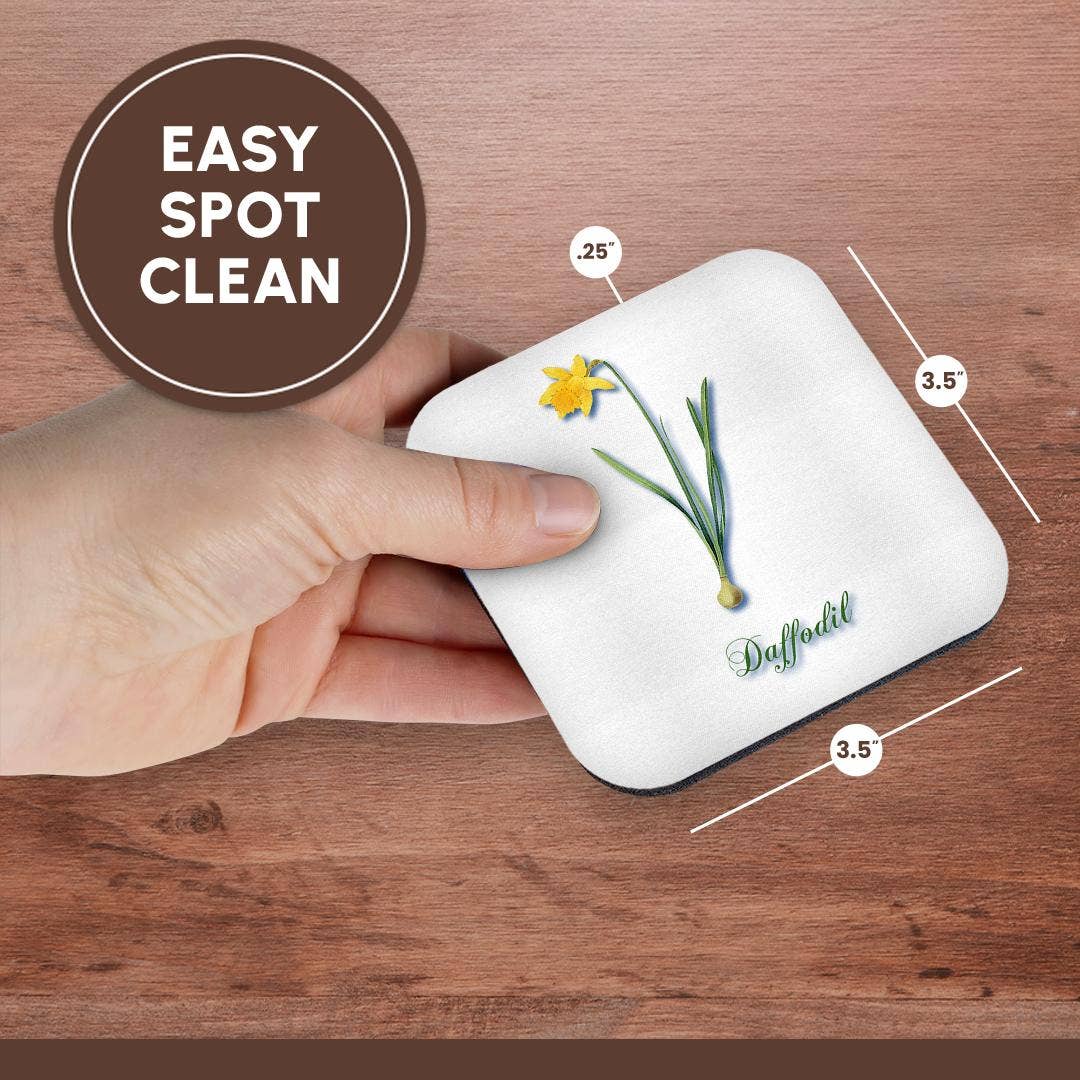 3dRose - Wholesale Coasters - 3dRose, Daffodil, Botanical Print Bright Yellow Daffodil Early Spring Flower, Coaster13