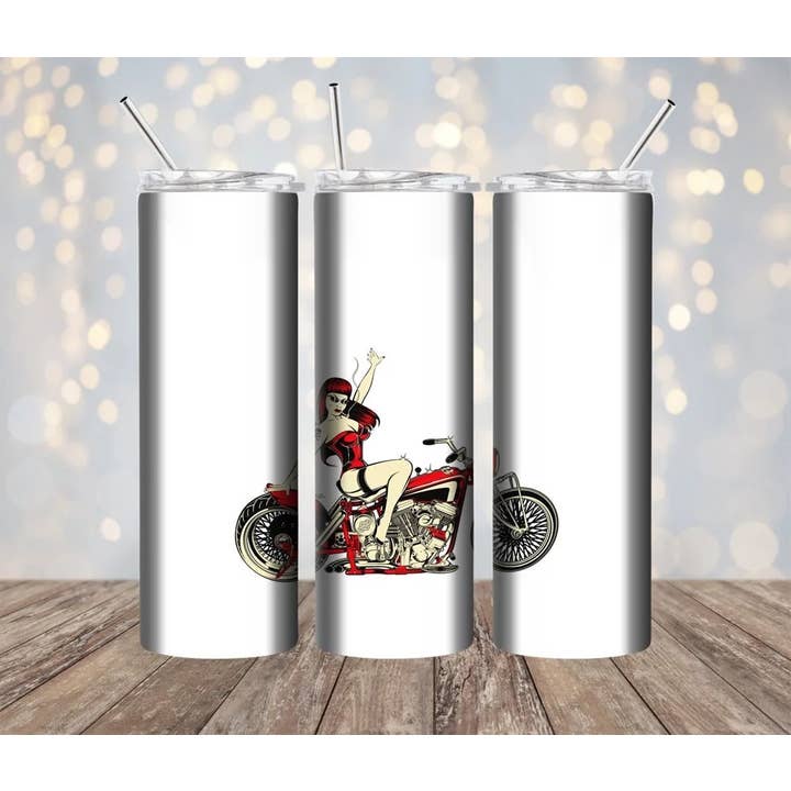 Motorcycle Babe 20 oz Tumbler for wholesale by Lillypad Creations