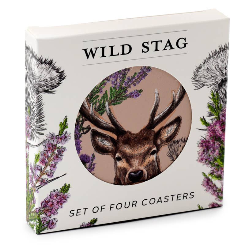 Puckator Ltd – wholesale Coasters – Wild Stag Set of 4 Cork Coasters0