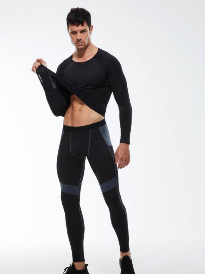 Active by Anna-Kaci - Wholesale Athletic Top - Men's - Men's Long Sleeve Athletic Compression Shirt & Crew Neckline4