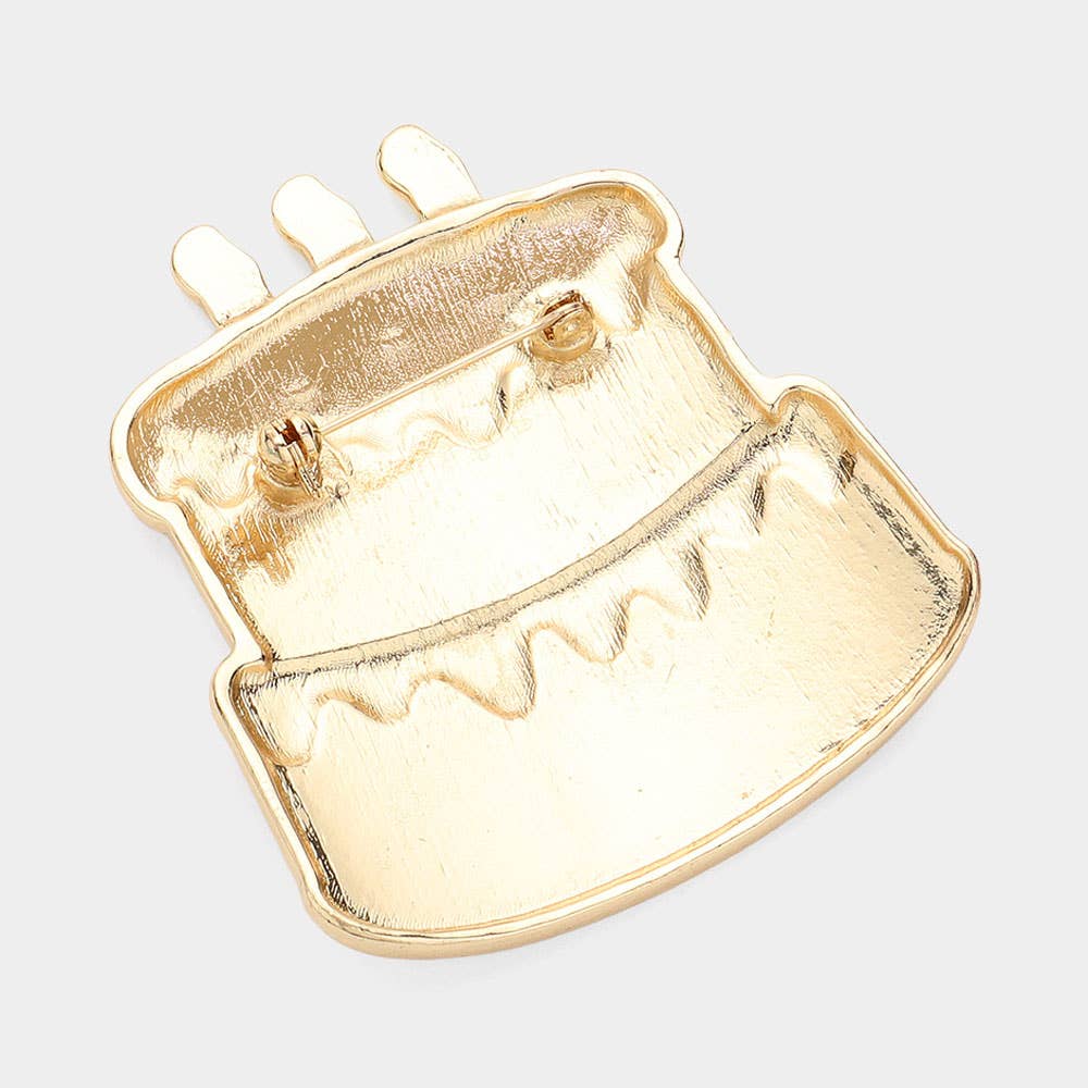 Sensibling Corp. - Wholesale Brooch - Stone Paved HAPPY BIRTHDAY Enamel Birthday Cake Pin Brooch1