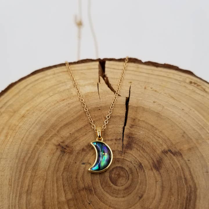 CHAKRA JEWELRY - Wholesale Pendant/Charm Necklace - Natural Abalone Shell Butterfly & Moon Pendant Necklace