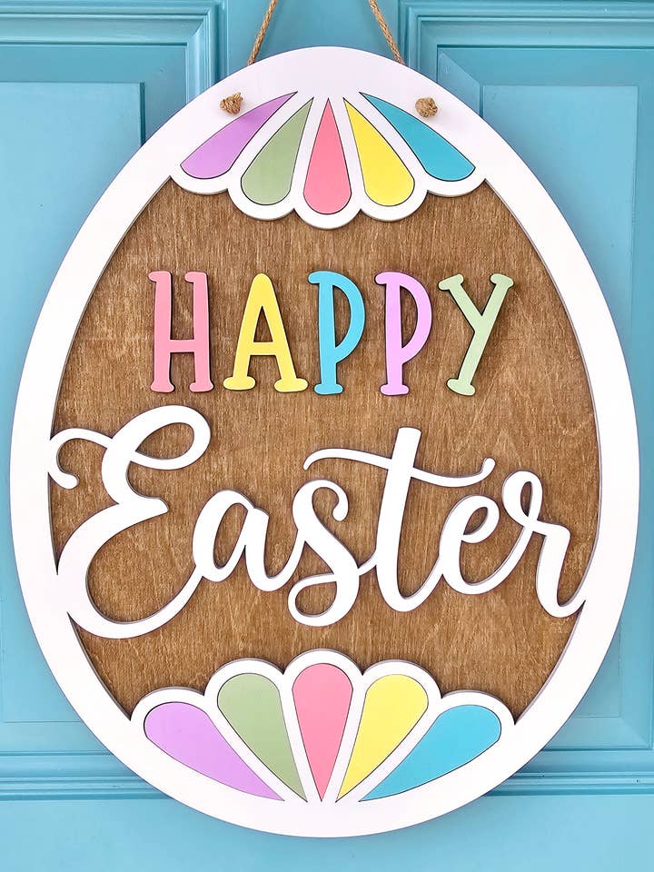 DIY Happy Easter Egg Door Hanger for wholesale by Teal Moon Creations
