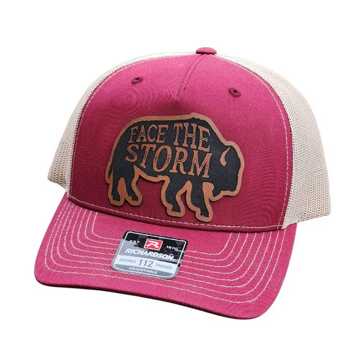 Cappellino Buffalo a Rete Marrone - Patch Affronta la Tempesta per la vendita all'ingrosso da parte di Knot Creatives