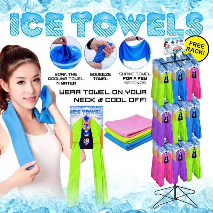 Deluxe Import Trading - Wholesale Heating Pad - 100pc Ice towel display