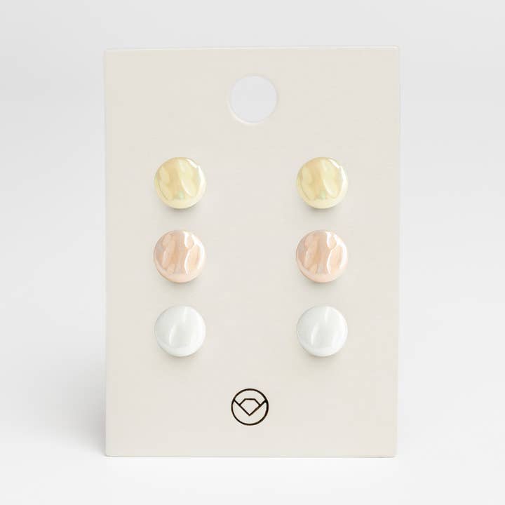 Ohrstecker 3er Set / Sandgelb • Apricot • Schneeweiss für den Großhandel von ALEXASCHA