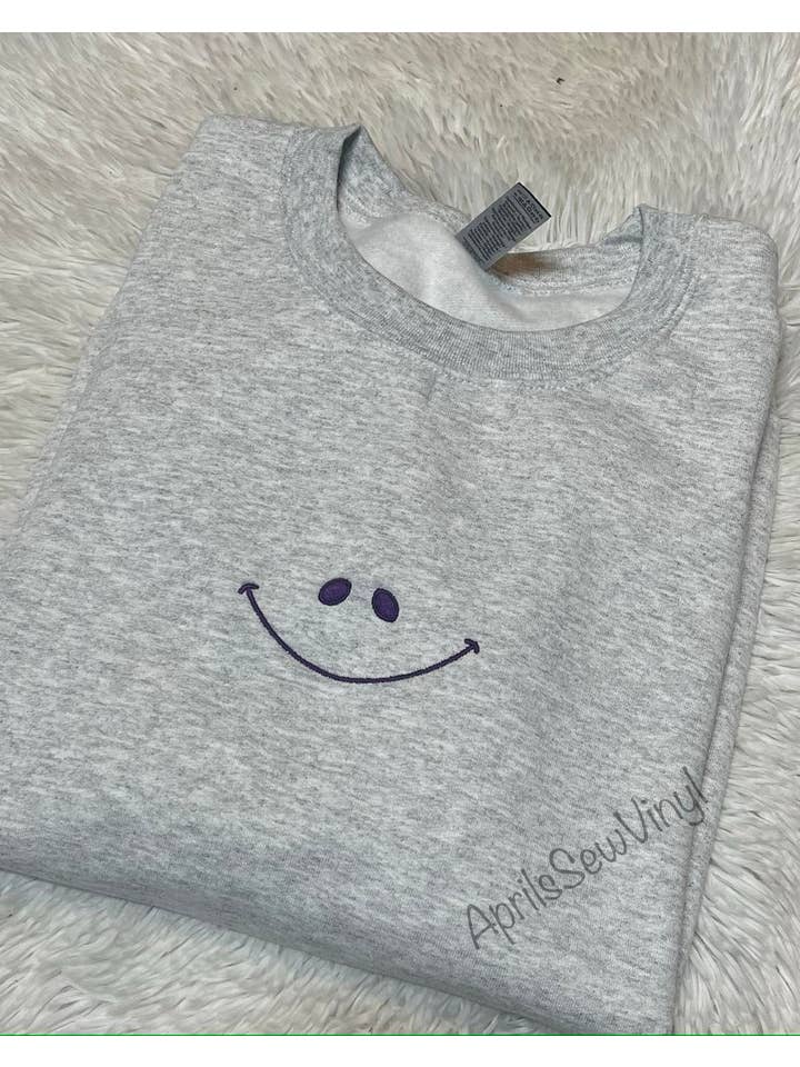 April's Sew Vinyl - Wholesale Graphic Sweatshirt - Women's - Smiley Face Sweatshirt