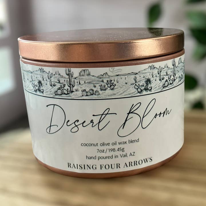 Desert Bloom Candle Tin for wholesale by Raising Four Arrows