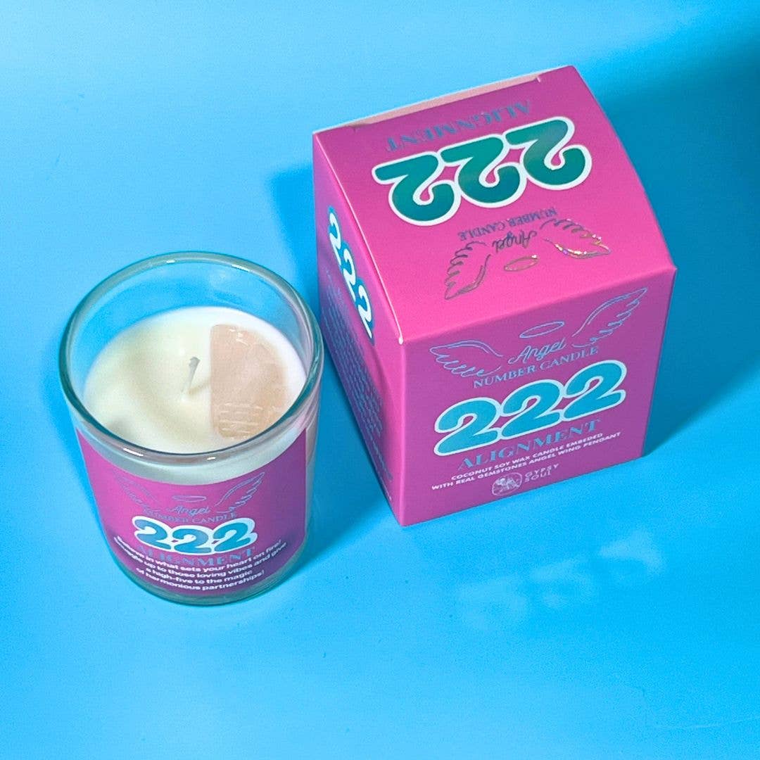 Gypsy Soul - Vente Bougie en bocal - Bougie Lotion Numéro d'Ange avec Pendentif Ange Pierre Précieuse Aile8