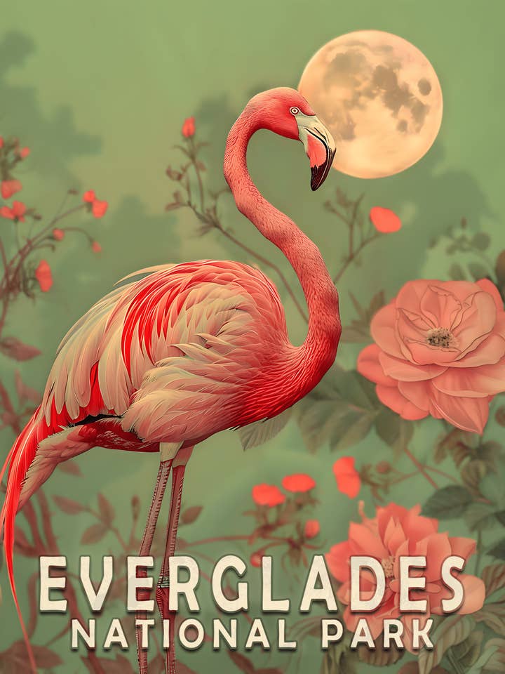Pink Flamingo — Everglades Souvenir, Wohndeko, Kunstdruck, 8 x 10 Zoll, matt, 11 x 14 Zoll für den Großhandel von Mowbi