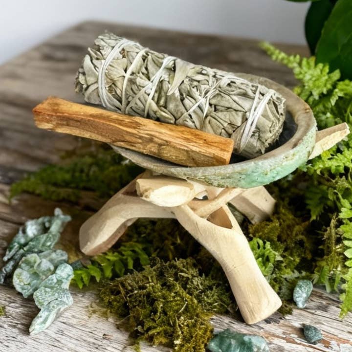 Sage Smudge Kit - Abalone Shell, Palo Santo, Driftwood, Sage for wholesale by Sanctum