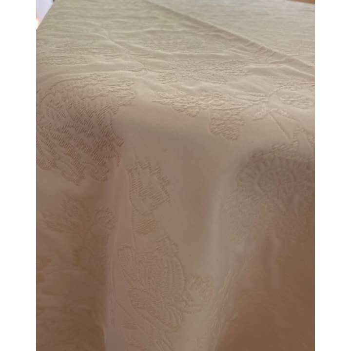 La Maisonnette - Wholesale Tablecloth - French Tablecloth Embroidered Satiné Ivory 3