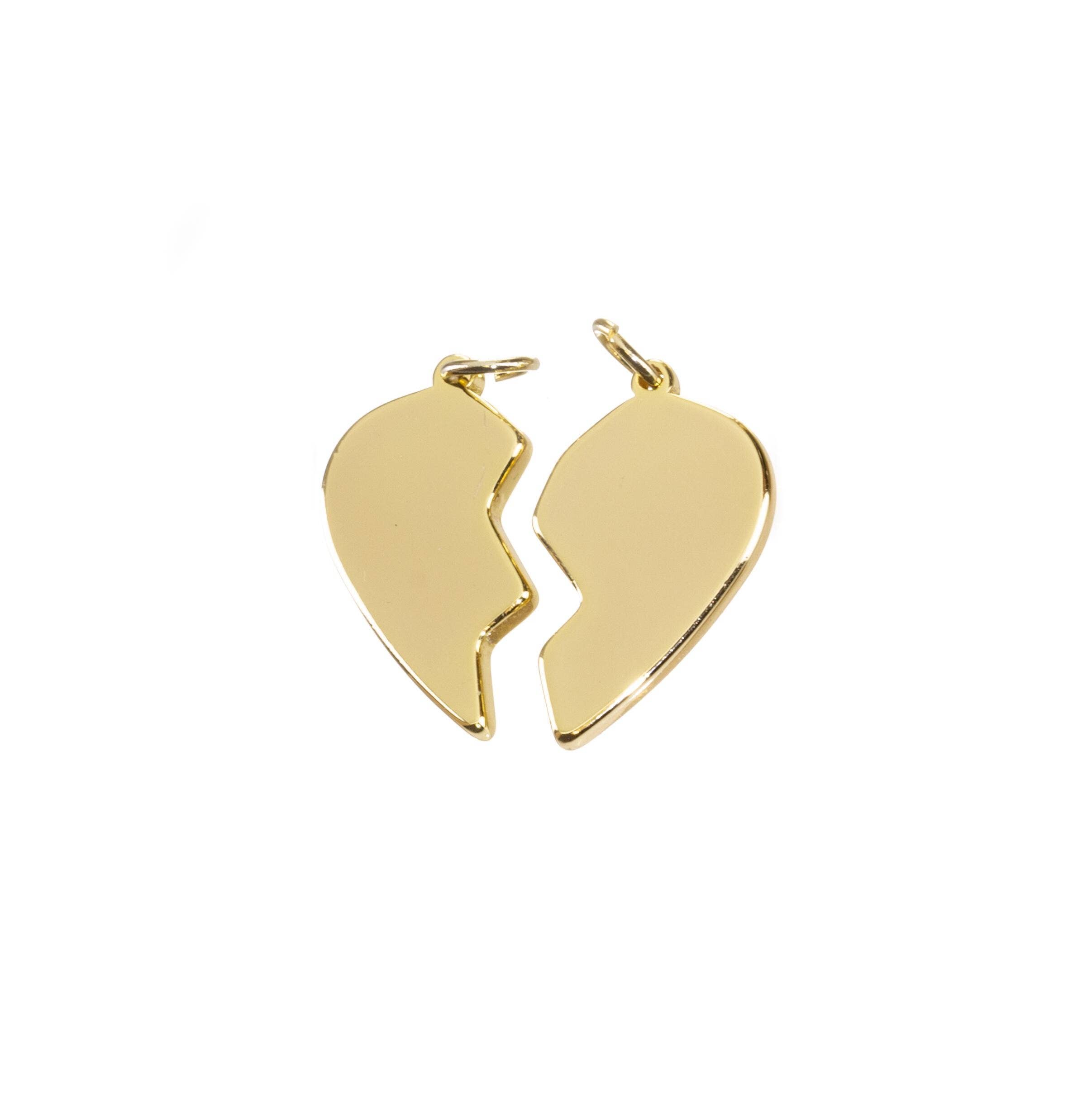 Jewel Pledge - Wholesale Individual Charm/Pendant - Two-Piece His and Hers Gold Heart Charm Valentine's Gift1