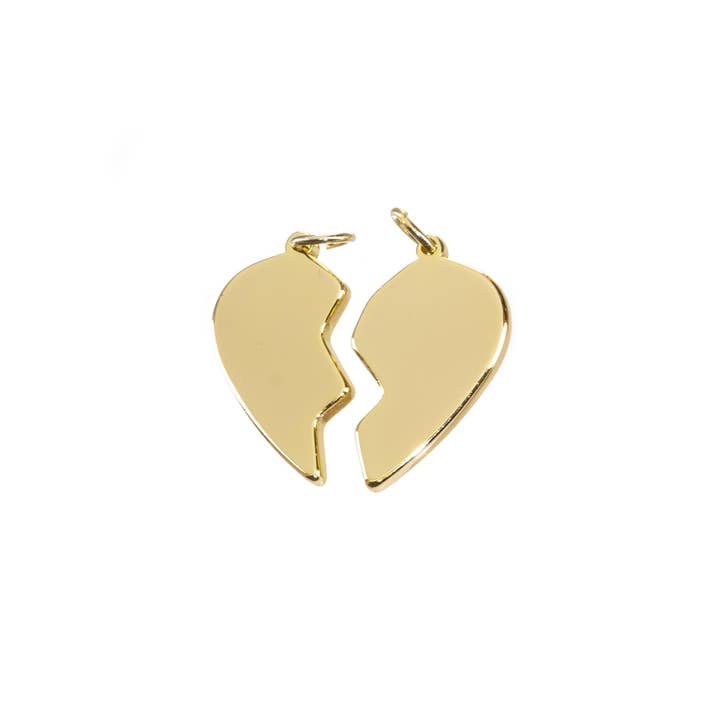 Jewel Pledge - Wholesale Individual Charm/Pendant - Two-Piece His and Hers Gold Heart Charm Valentine's Gift1
