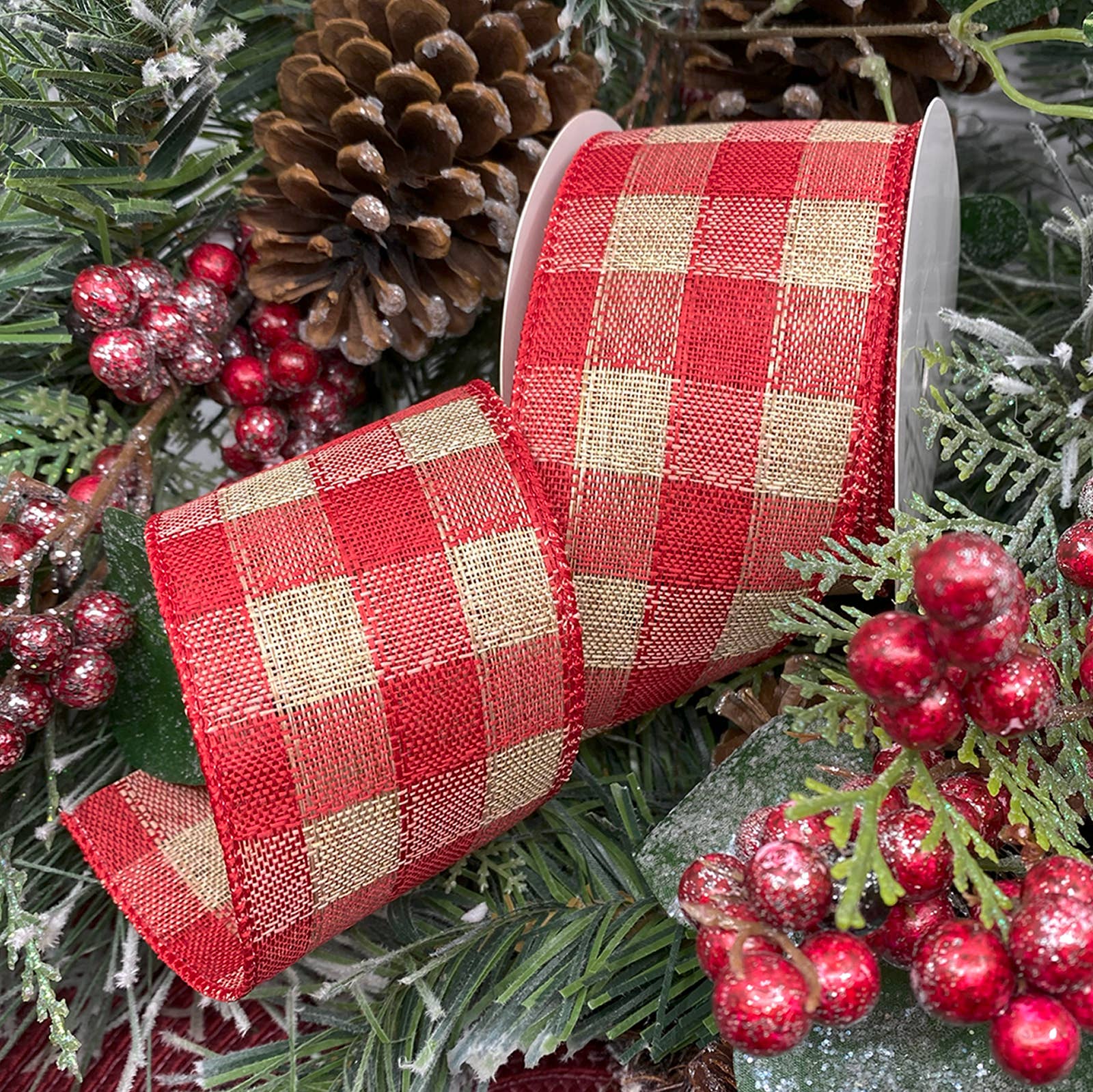 Morex Ribbon - Wholesale Ribbon - Gift Wrapping - #7378 Gingham Burlap (wired)5