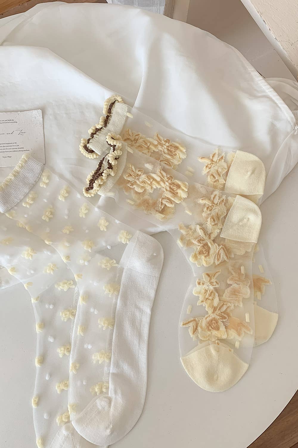 yellow 🧦✨ Elegant embroidered socks 🌸 for wholesale on Faire2