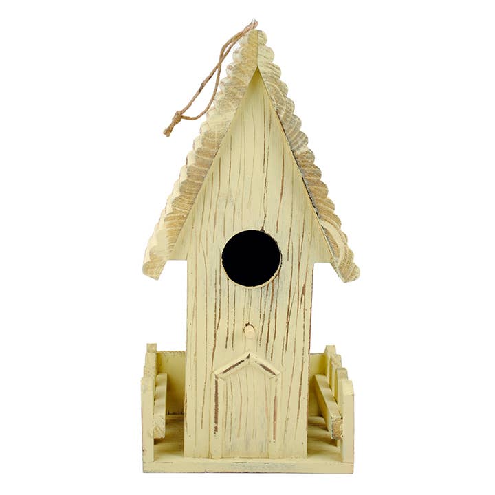 Will's Company - Wholesale Bird House - Rustic Wood Birdhouse w/ Picket Fence & Clean Out Door