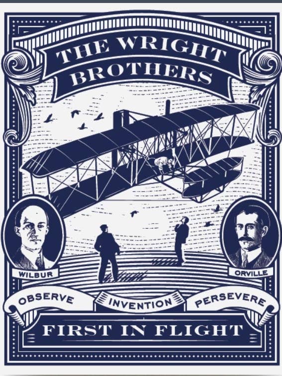 Wright Brothers First In Flight - Postal con texto para venta al por mayor de Igloo Letterpress