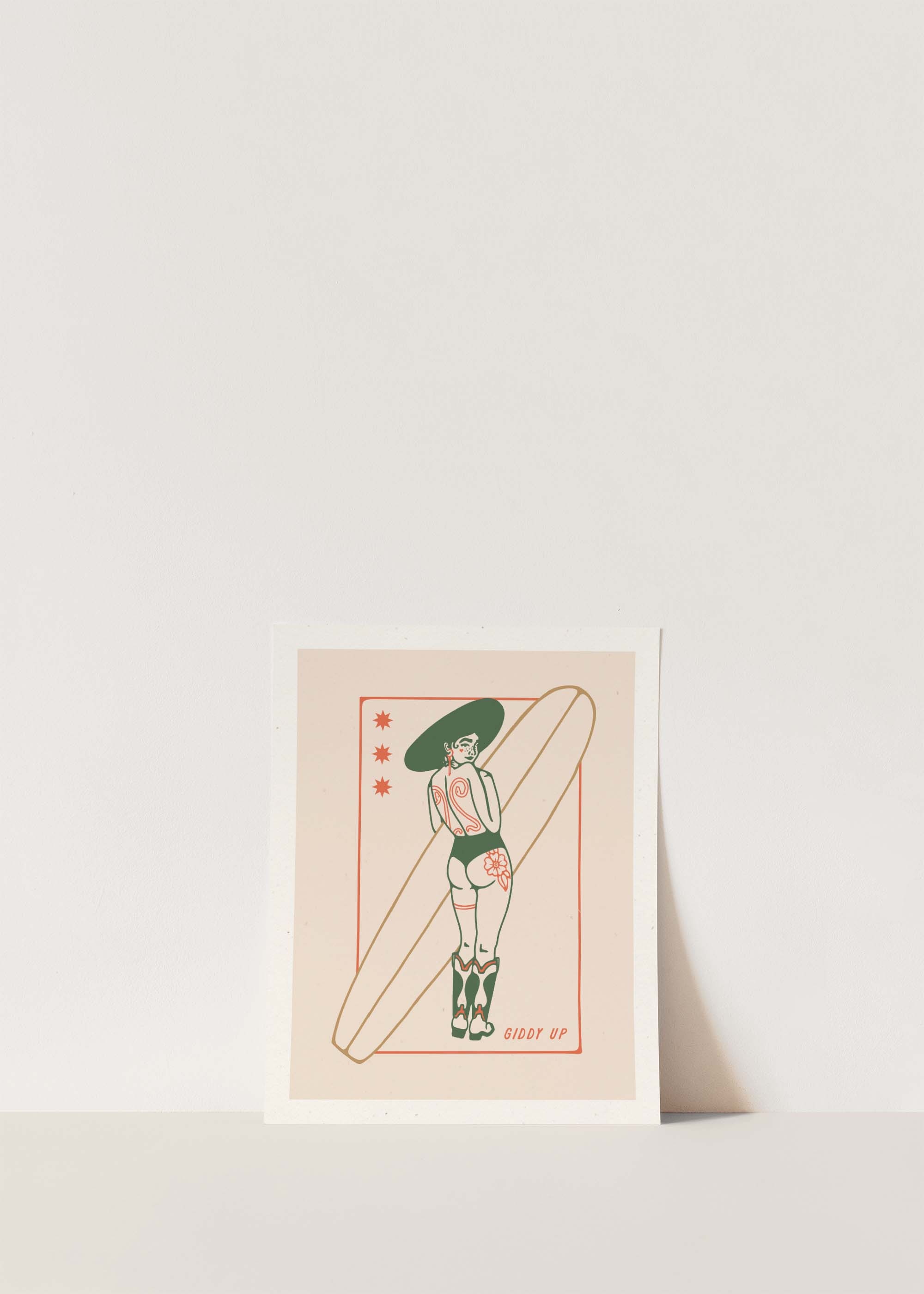 Mid Tide Design - Vendita all'ingrosso Stampa artistica - Giddy Up | Stampa d'Arte Cowgirl Costiera1