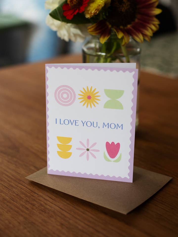I Love You, Mom greeting card for wholesale by Yeehaw Paper Co.