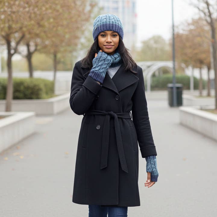 Shupaca Alpaca – Engroshandel Handsker - Unisex – Alpaka Handsker - Flettet - Ocean Drift1