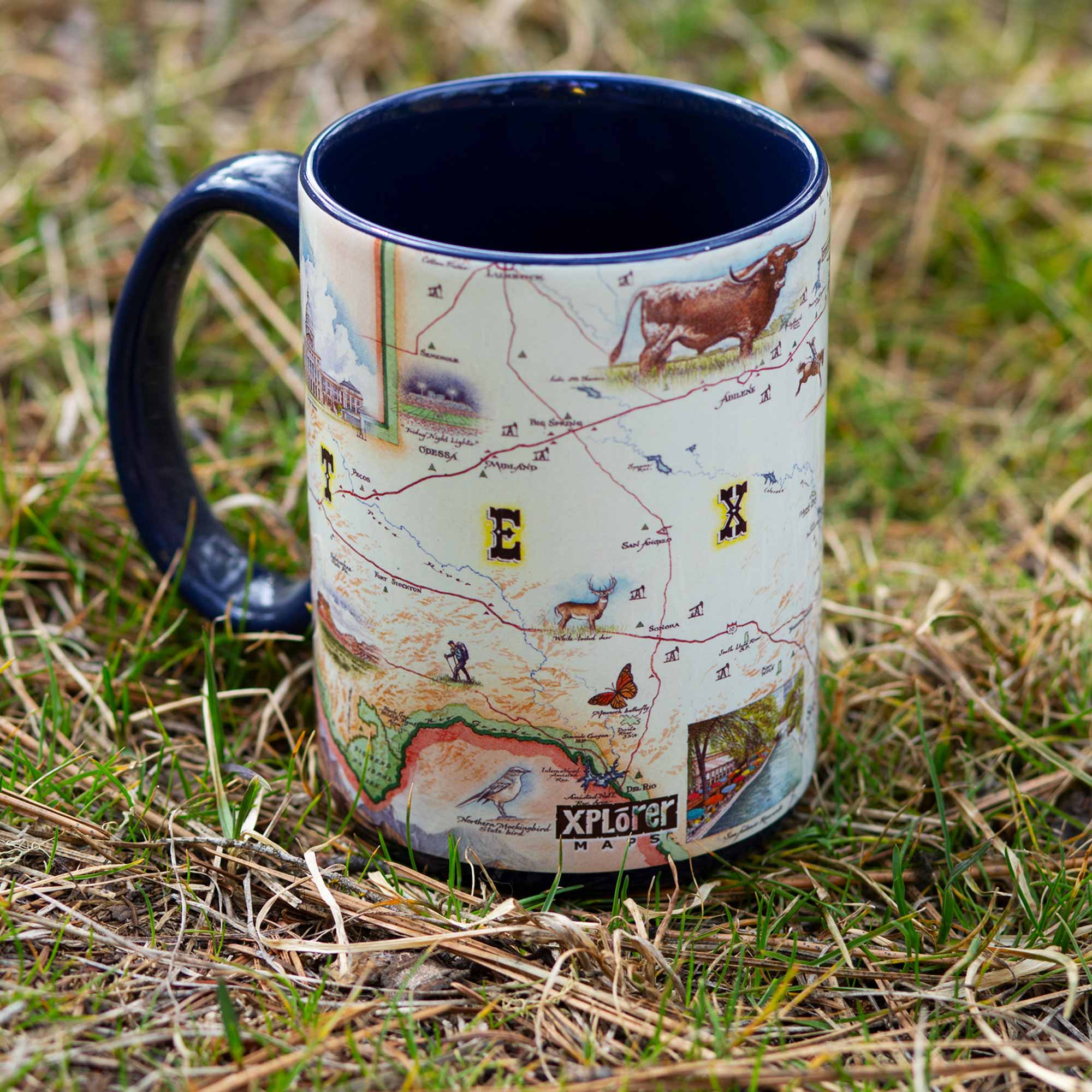 XPLORER MAPS - Vente Tasse à café - Mug Carte de l'État du Texas – Céramique 16 oz | Œuvre d'art Xplorer Maps2