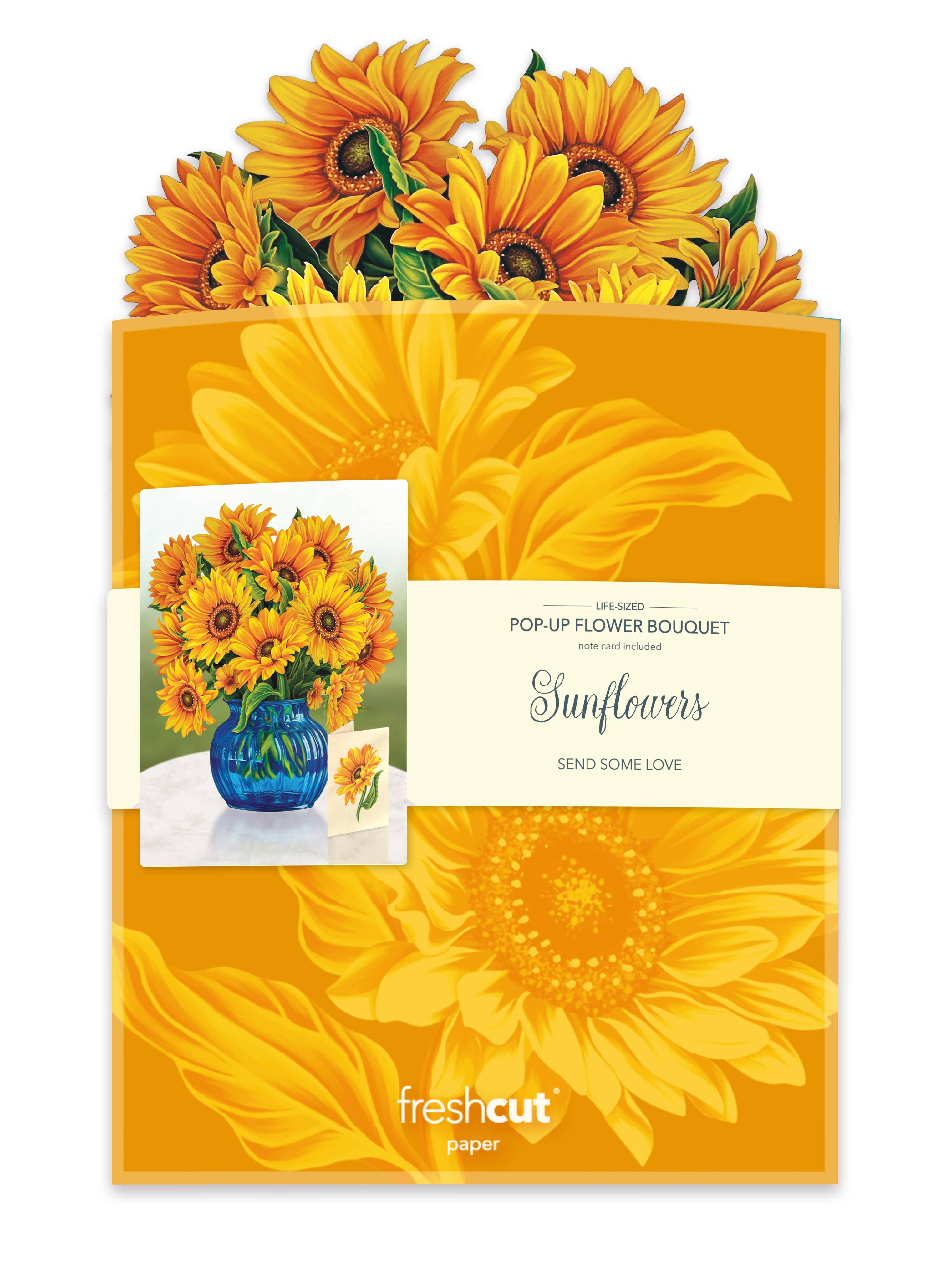 FreshCut Paper LLC - Wholesale Everyday Greeting Card - Sunflower (Updated Vase)  (8 Pop-up Greeting Cards)5