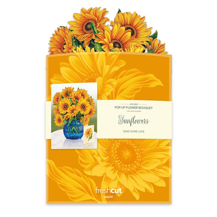 FreshCut Paper LLC - Wholesale Everyday Greeting Card - Sunflower (Updated Vase) (8 Pop-up Greeting Cards)5