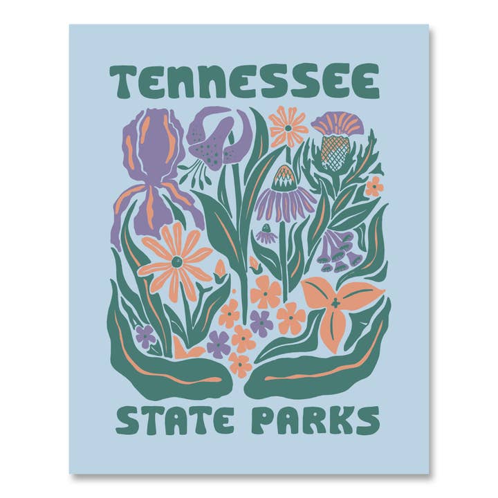 Tennessee State Parks - Tennessee Flowers Print for wholesale by Friendly Arctic