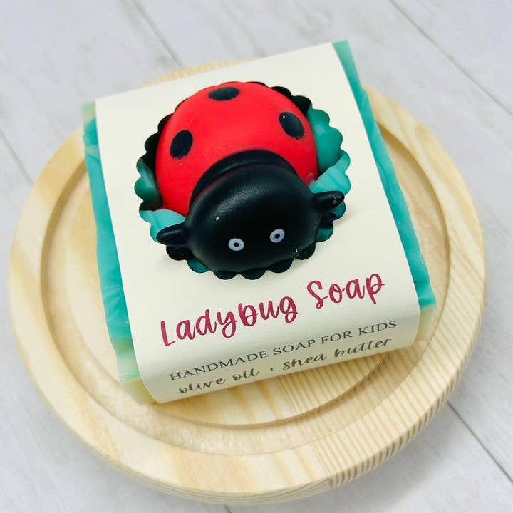 SARATOGA NATURAL BODY CARE LLC - Wholesale Bar Soap - Ladybug Handmade Soap Bar for Kids VEGAN COLD PROCESS