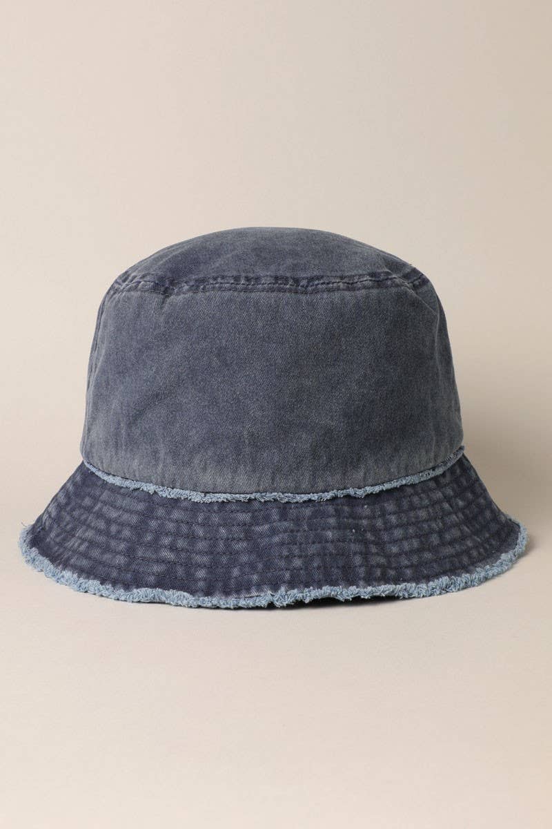Fashion City – wholesale Bucket Hat - Dam – Sliten duk bomull denim hink hatt8