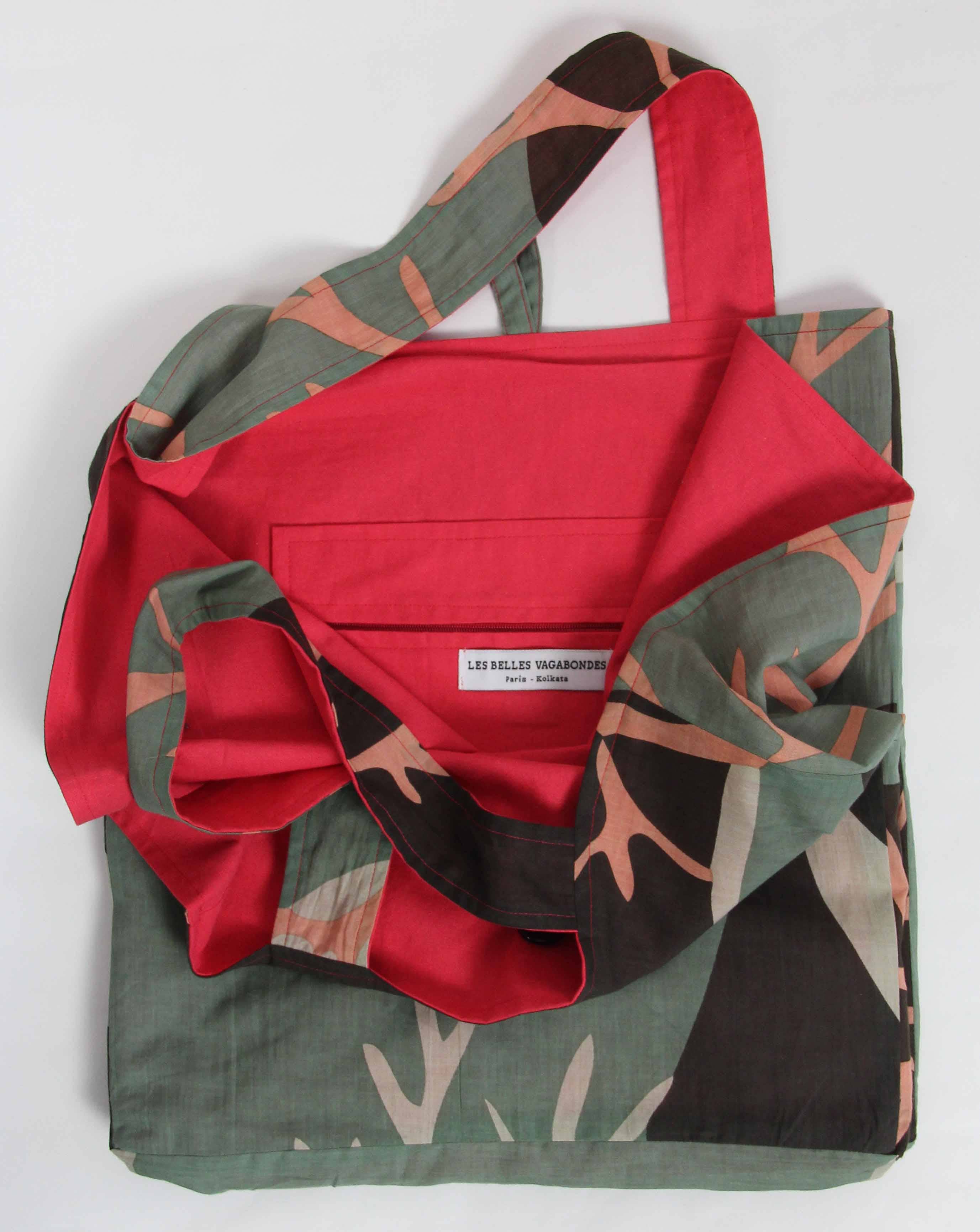 Les Belles Vagabondes - Wholesale Draagtas - Dames - Luna Terracota upcycling katoenen draagtas2