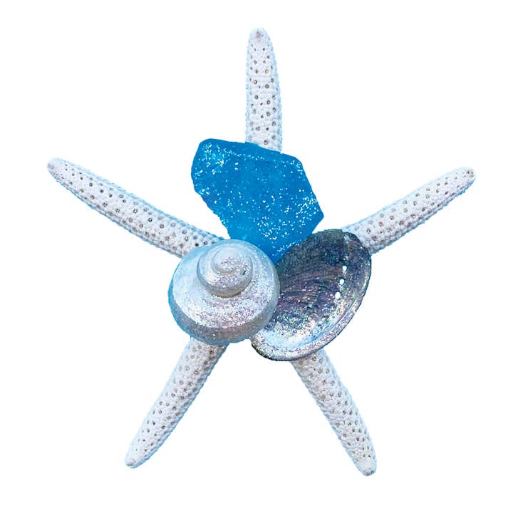 California Seashell Company - Wholesale Magnet - Sea Glass White Finger Starfish Collage Magnet3