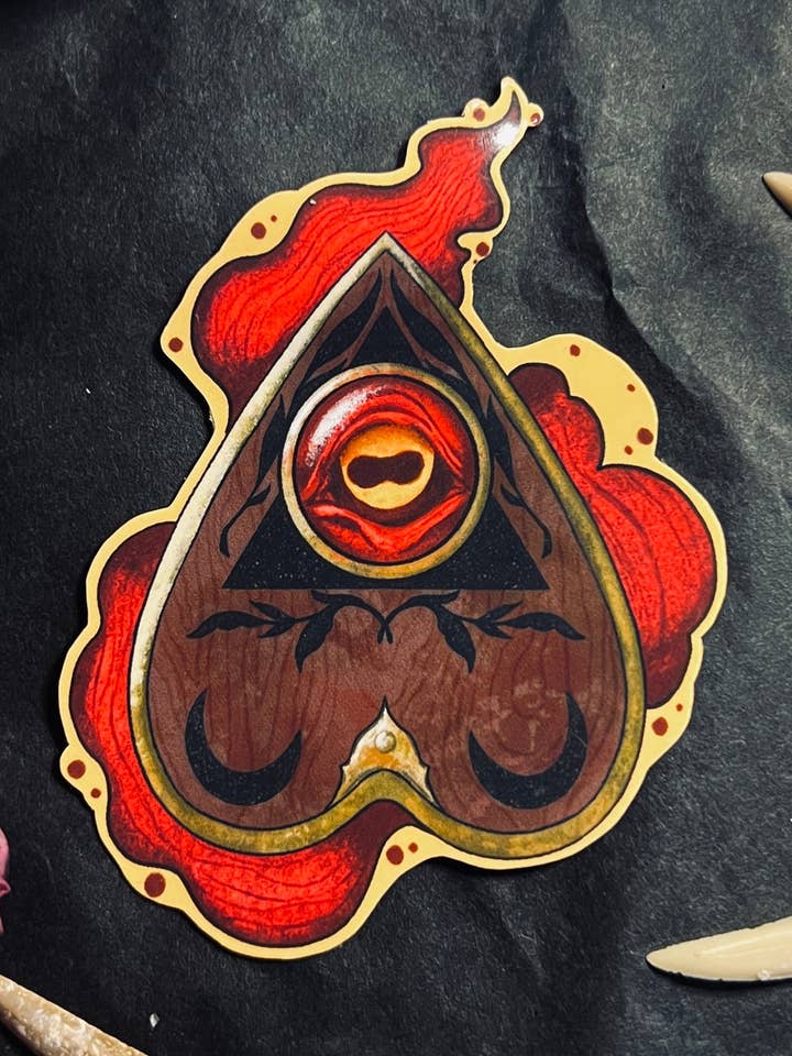 Devil Ouija Planchette Vinyl Sticker for wholesale by BLKCatStudio
